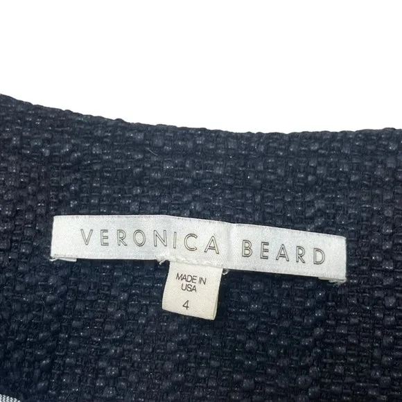 Veronica Beard Eclipse Fringe Trim Jacket Black Tweed Blazer Women’s Size 4 - Picture 11 of 15